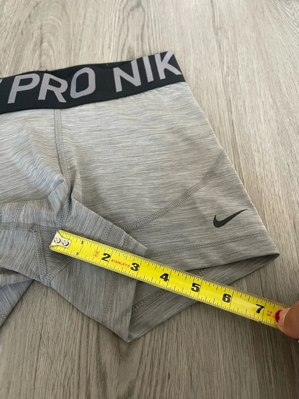 Nike Pro Light Gray Women's Bike Shorts with Black Waistband